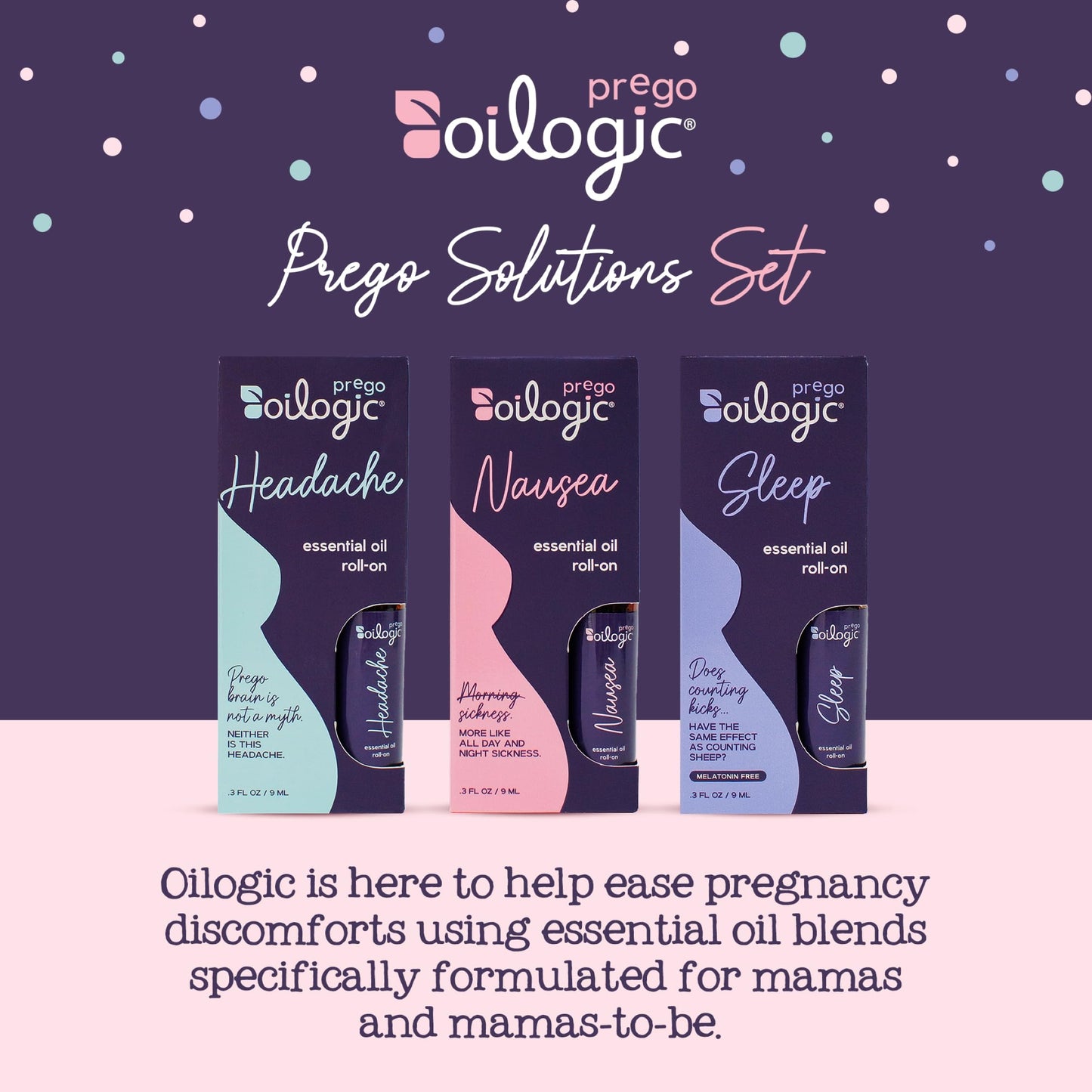 Oilogic Prego Roll-On Essential Oil Set - 3 x 0.3 oz for Pregnancy