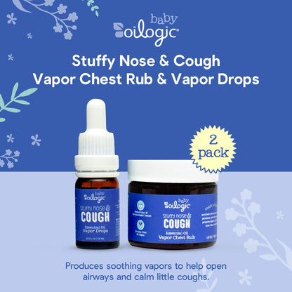 Oilogic Stuffy Nose & Cough Baby Essentials – Vapor Rub, Vapor Drops & Diffuser