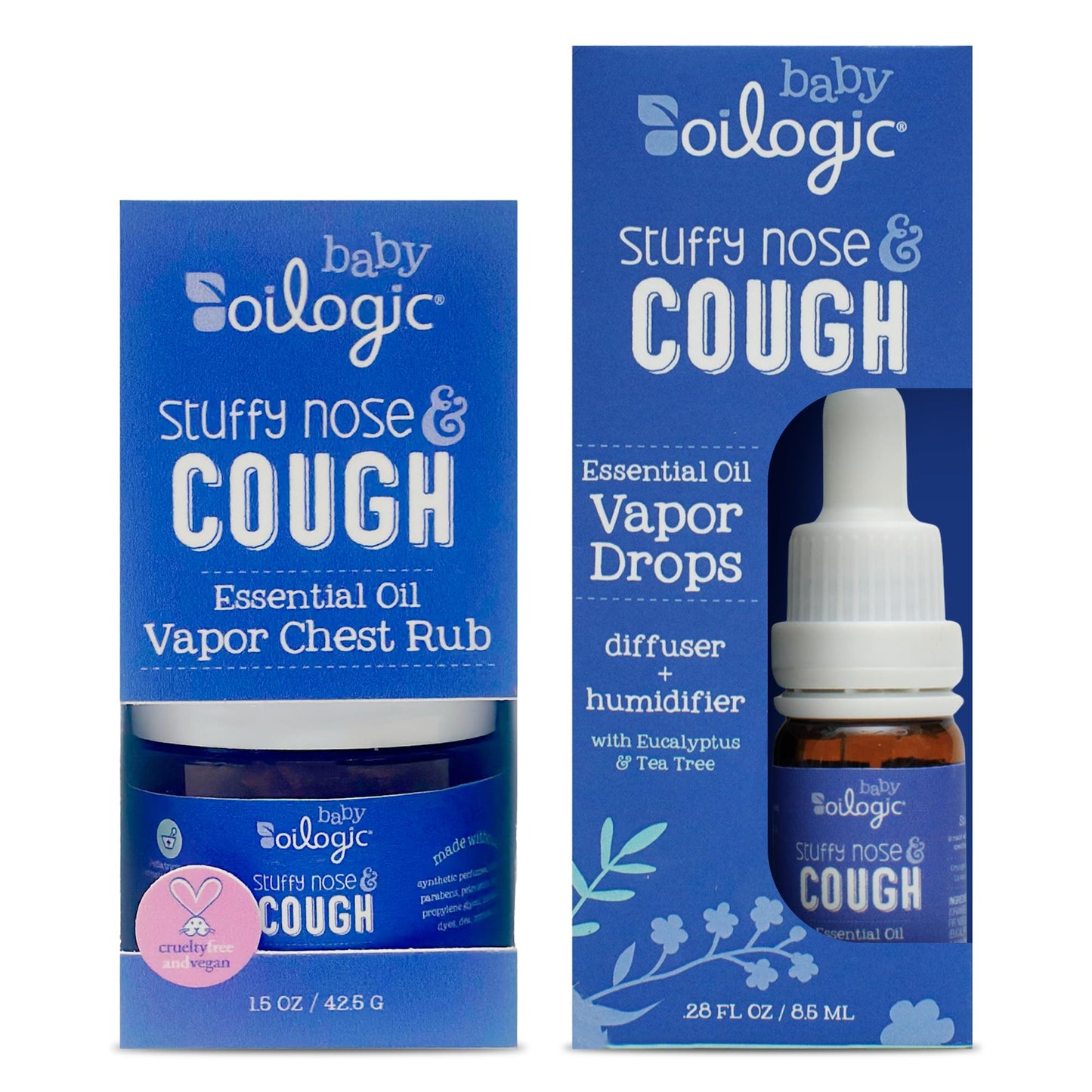 Oilogic Stuffy Nose & Cough Baby Essentials – Vapor Rub, Vapor Drops & Diffuser