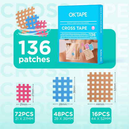 OK TAPE Cross Tape for Muscle Trigger Points and Acupuncture Points - 136PCS Mix Box