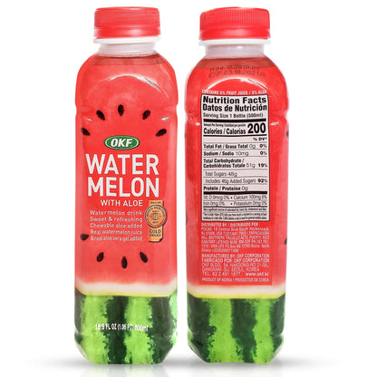 OKF Watermelon Aloe Vera Drink – Real Juice & Gel, 16.9 oz (6 Pack)