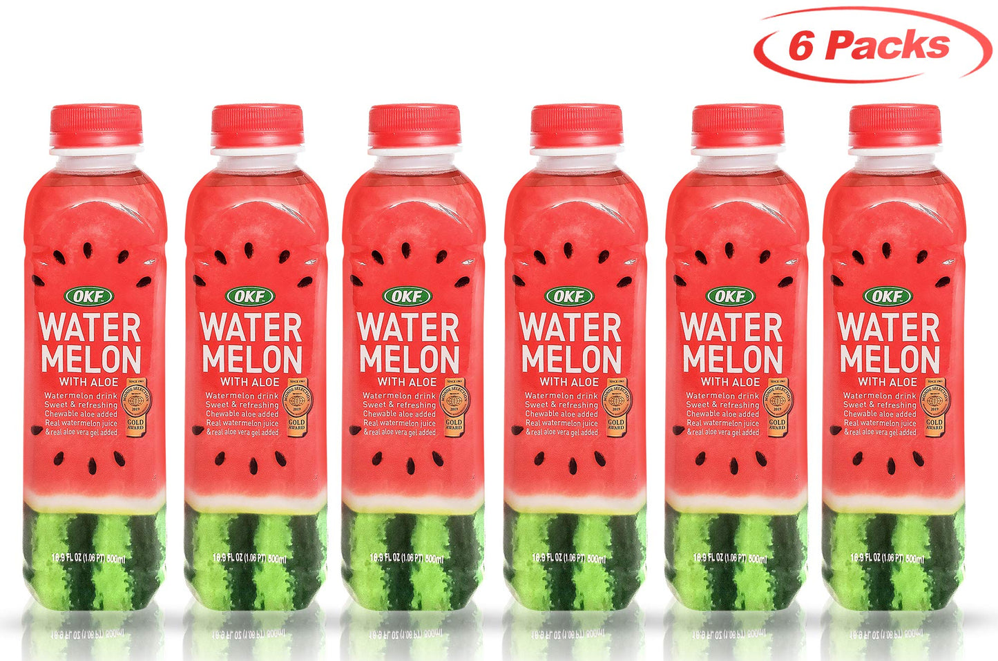 OKF Watermelon Aloe Vera Drink – Real Juice & Gel, 16.9 oz (6 Pack)