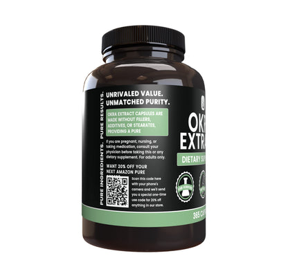 Okra Extract Capsules – Pure Original Ingredients (365 Capsules) No Magnesium or Rice Fillers | Lab Verified
