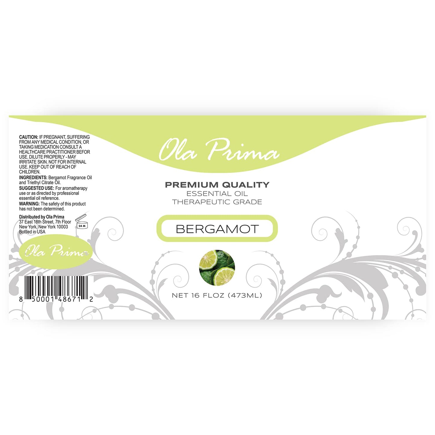 Ola Prima Oils Bergamot Essential Oil 16oz | Therapeutic Grade