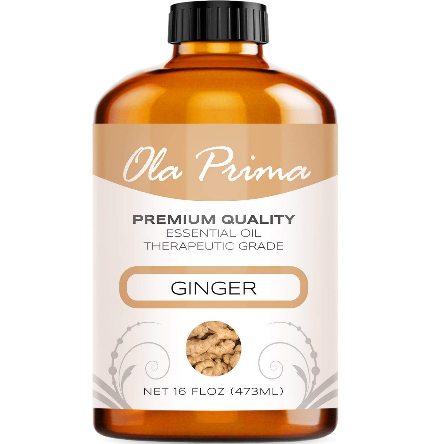 Ola Prima Ginger Essential Oil (16 oz Bulk) – Therapeutic Grade for Aromatherapy, Diffusers, Cleaning, Lotions, Bath Bombs, Scrubs, & Candles