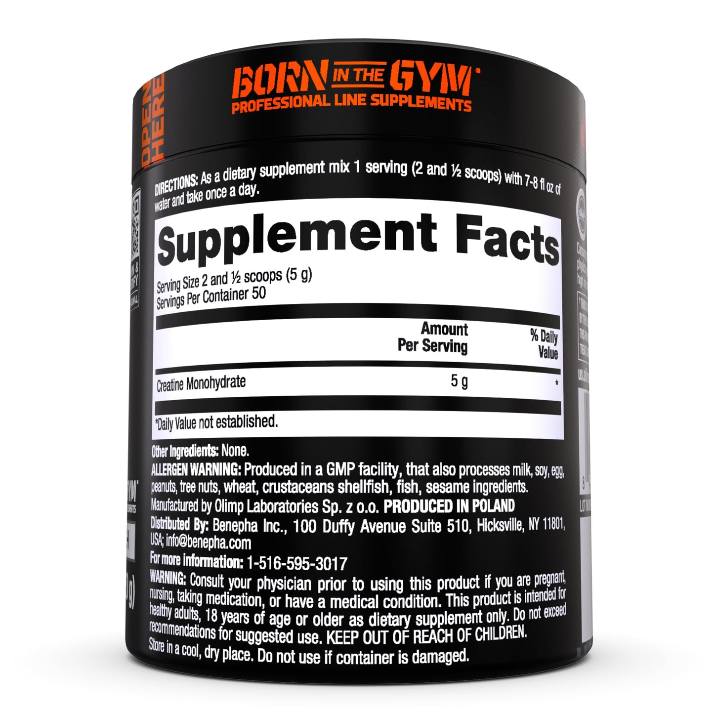 OLIMP Creatine Monohydrate Powder – Micronized, High Purity (50 Servings)