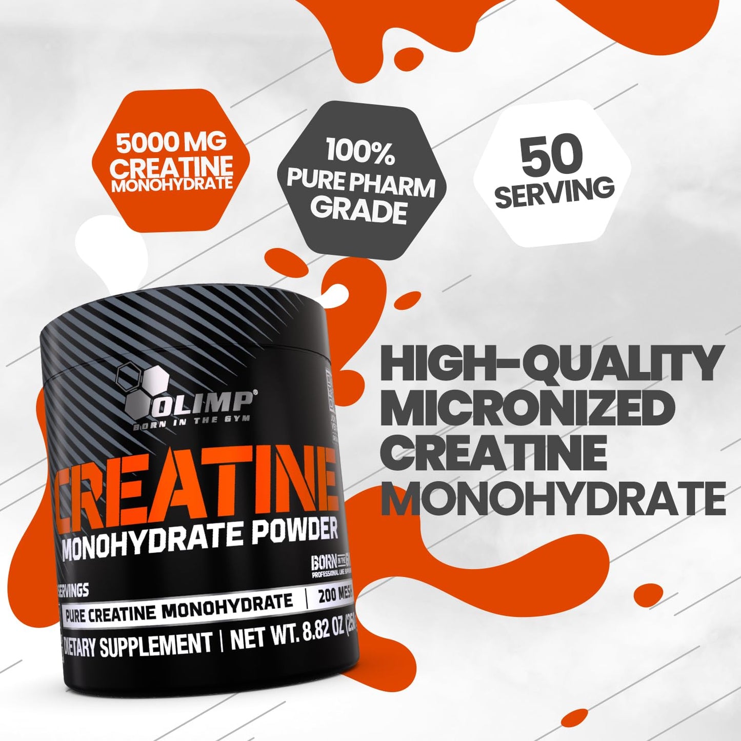 OLIMP Creatine Monohydrate Powder – Micronized, High Purity (50 Servings)