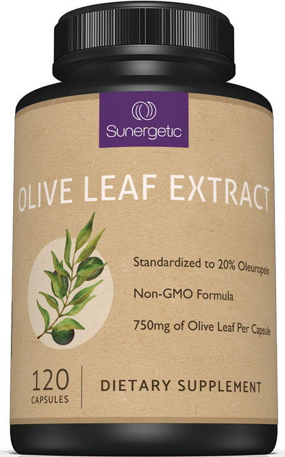 Premium Olive Leaf Extract Capsules 750mg | 20% Oleuropein | Immune & Cardiovascular Support | 120 Capsules