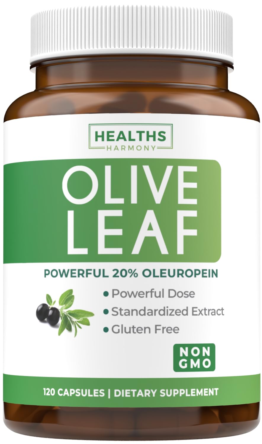 Super Strength Olive Leaf Extract Capsules 750mg – 20% Oleuropein | Vegan, Non-GMO Immunity, Skin & Heart Health – Made in USA (4 Month Supply)