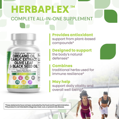 Oregano Oil Capsules with Black Seed, Garlic & Elderberry – Immune Support | Zinc & Vitamin D3