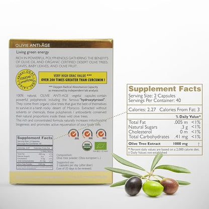 Olivie Organic Olive Leaf Extract Capsules – Hydroxytyrosol & Oleuropein (40 Capsules)