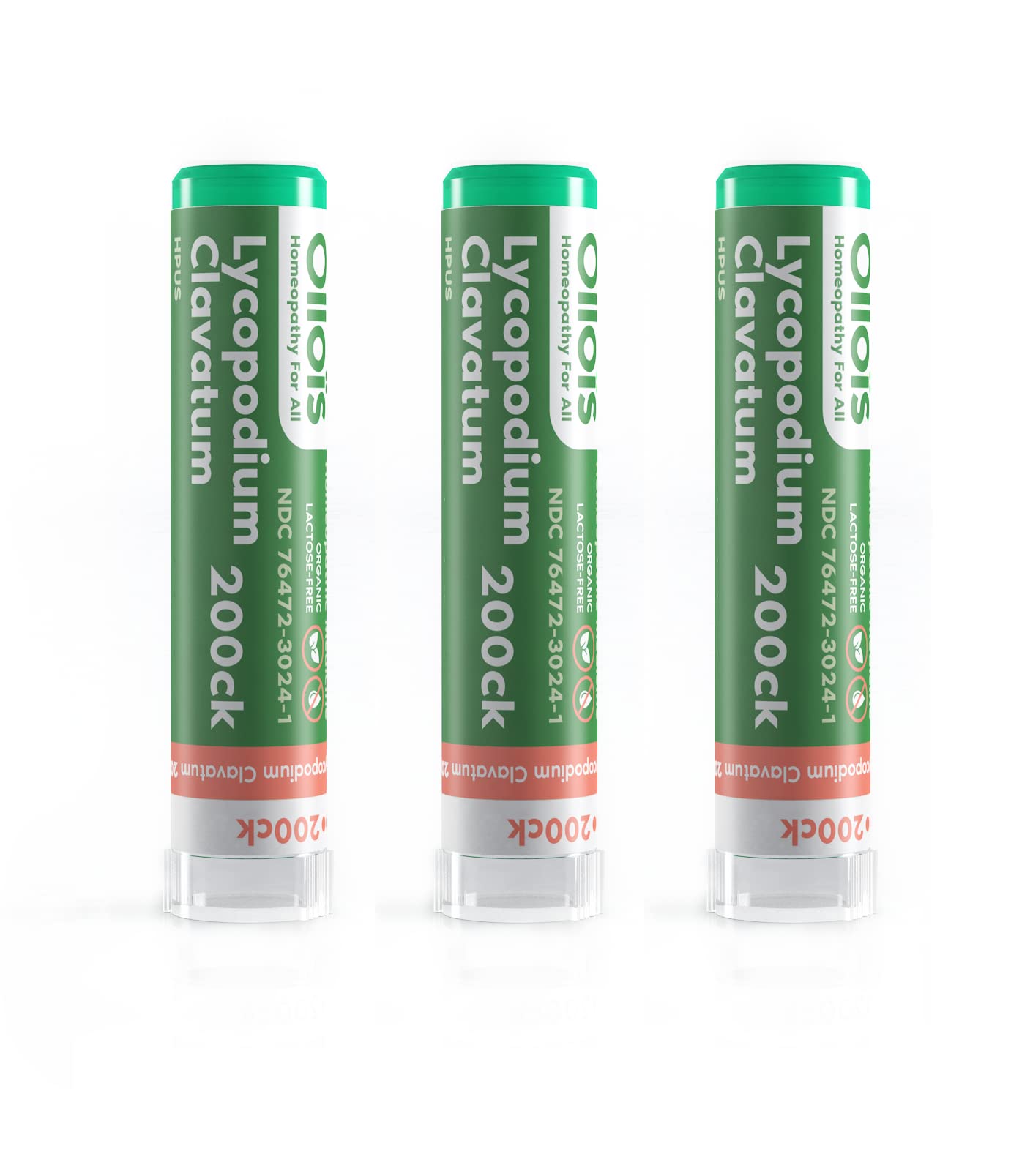 OLLOIS Lycopodium Clavatum 200ck – Organic, Lactose-Free Kosher Homeopathic Medicine (80 Pellets, Pack of 3)