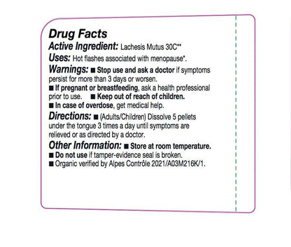 OLLOIS Lachesis Mutus 30C Lactose-Free Homeopathic Medicine - 80 Pellets