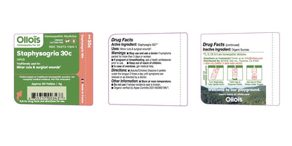 OLLOIS Staphysagria 30C Organic Lactose-Free Homeopathic Medicine - 80 Pellets (Pack of 1)