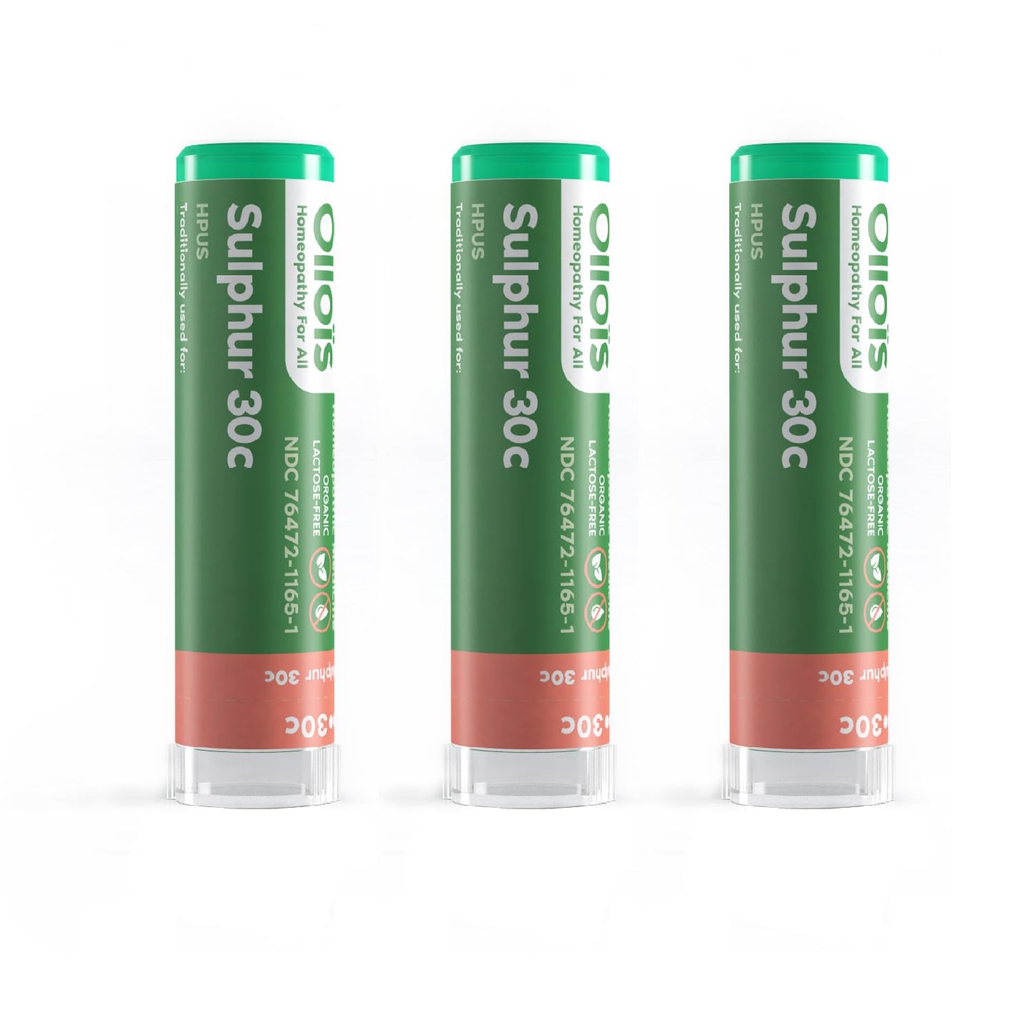 OLLOIS Sulphur 30c Organic Homeopathic Medicine | 80 Pellets Pack of 3 | Lactose-Free, Kosher