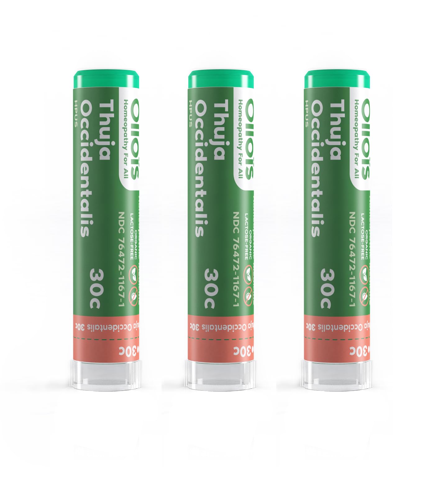 OLLOIS Thuja Occidentalis 30c Organic, Lactose-Free, Kosher Homeopathic Medicine, 80 Pellets (Pack of 3)