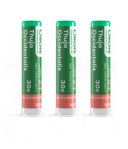OLLOIS Thuja Occidentalis 30c Organic, Lactose-Free, Kosher Homeopathic Medicine, 80 Pellets (Pack of 3)