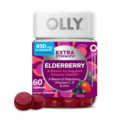 OLLY Extra Strength Elderberry Gummies - Immune Support, 60 Count