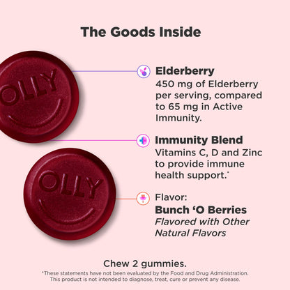 OLLY Extra Strength Elderberry Gummies - Immune Support, 60 Count
