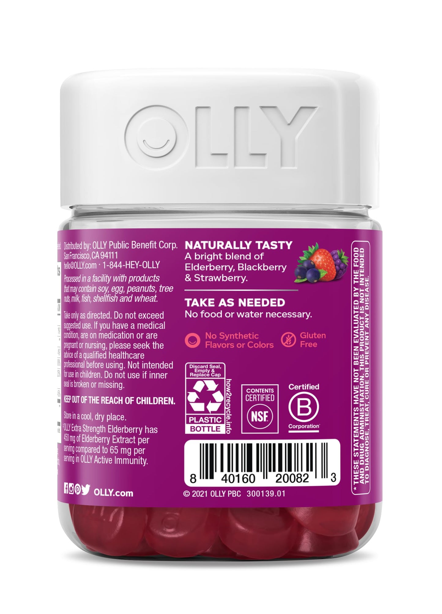 OLLY Extra Strength Elderberry Gummies - Immune Support, 60 Count