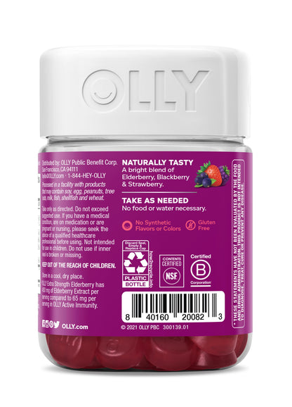 OLLY Extra Strength Elderberry Gummies - Immune Support, 60 Count