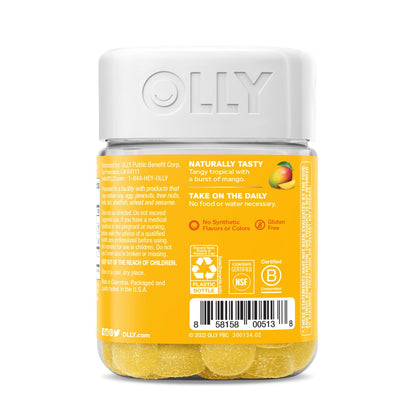 OLLY Probiotic Gummy Tropical Mango – 1B CFUs, Immune & Digestive Support, 50 Count
