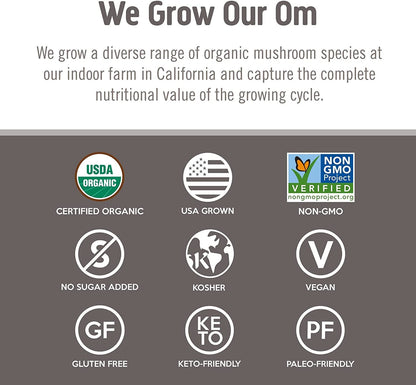 Om Mushroom Superfood Chaga Organic Mushroom Powder – 3.5 oz, 50 Servings, USA Grown | Antioxidants & Immune Support