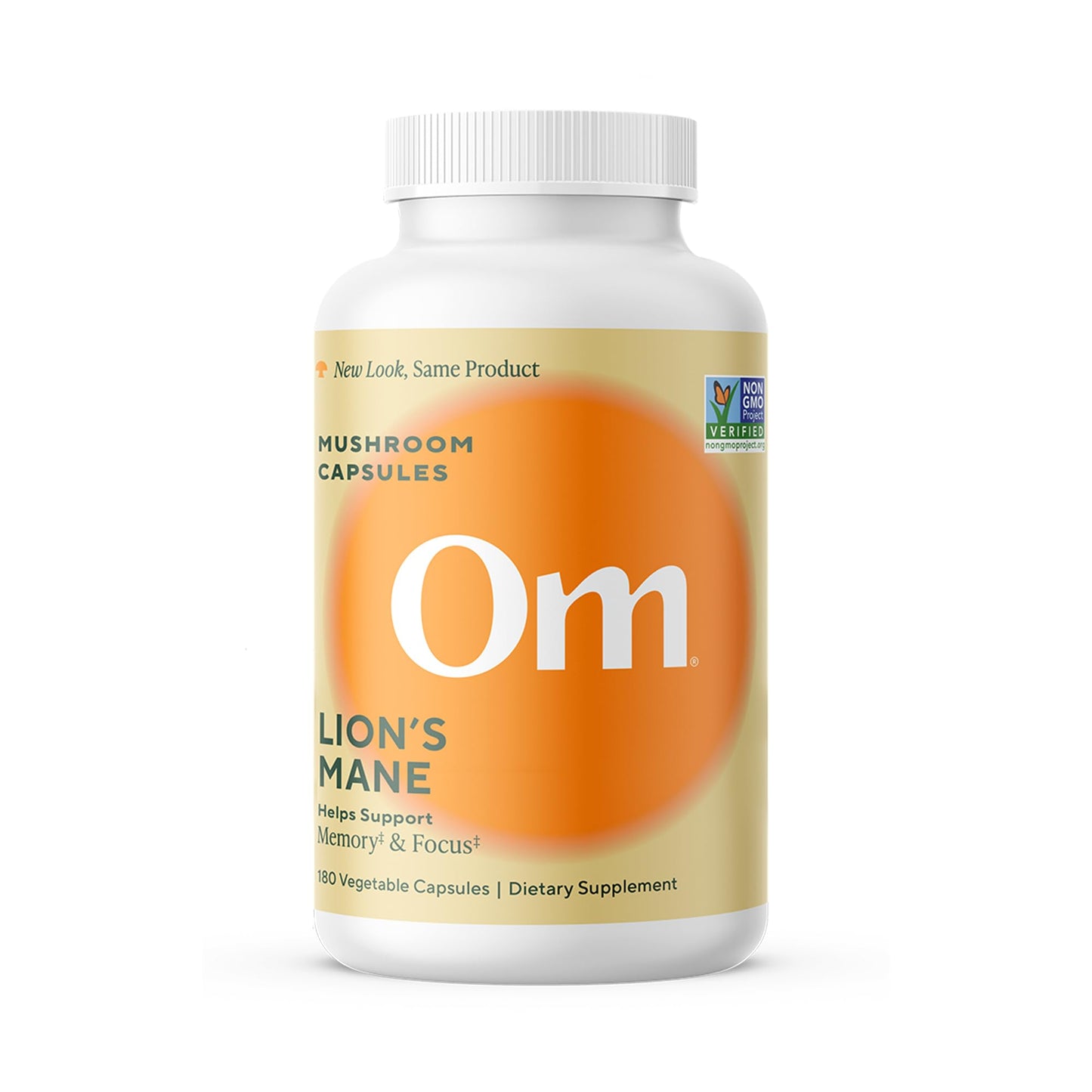 Om Lion's Mane Mushroom Capsules | Organic Mushroom Supplement & Nootropic for Memory and Focus | 180 Count (60 Servings)