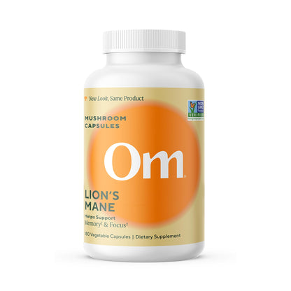 Om Lion's Mane Mushroom Capsules | Organic Mushroom Supplement & Nootropic for Memory and Focus | 180 Count (60 Servings)