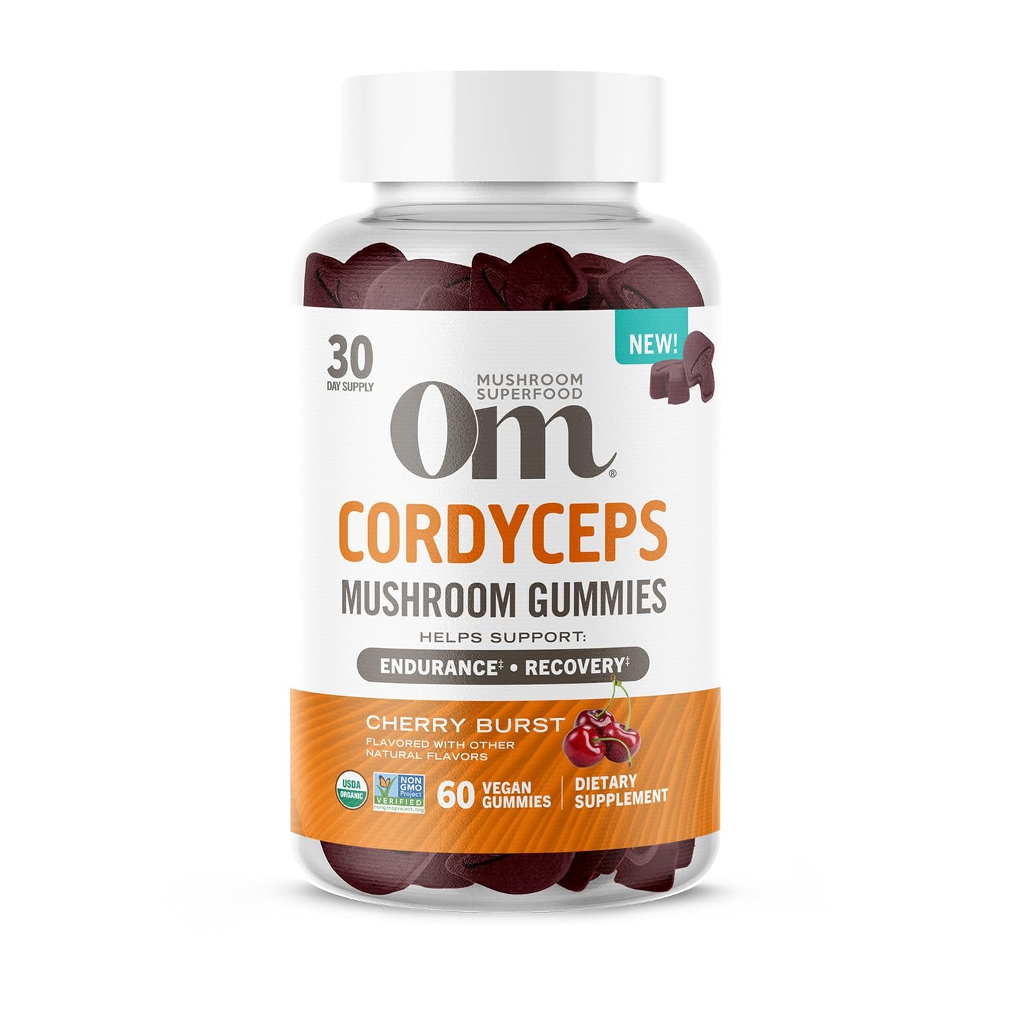 OM Mushroom Cordyceps Gummies – USA Grown Organic Mushrooms | Energy & Endurance (60 Count)