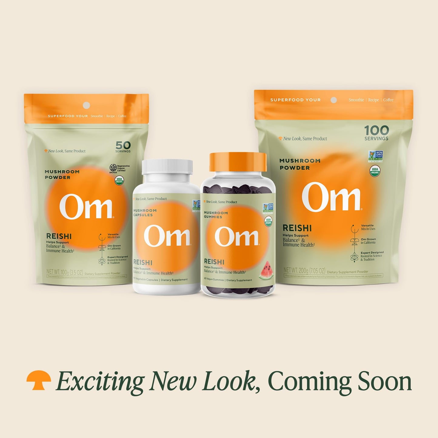 OM Mushroom Reishi Capsules - 90 Count, Organic Adaptogen for Stress & Immune Health