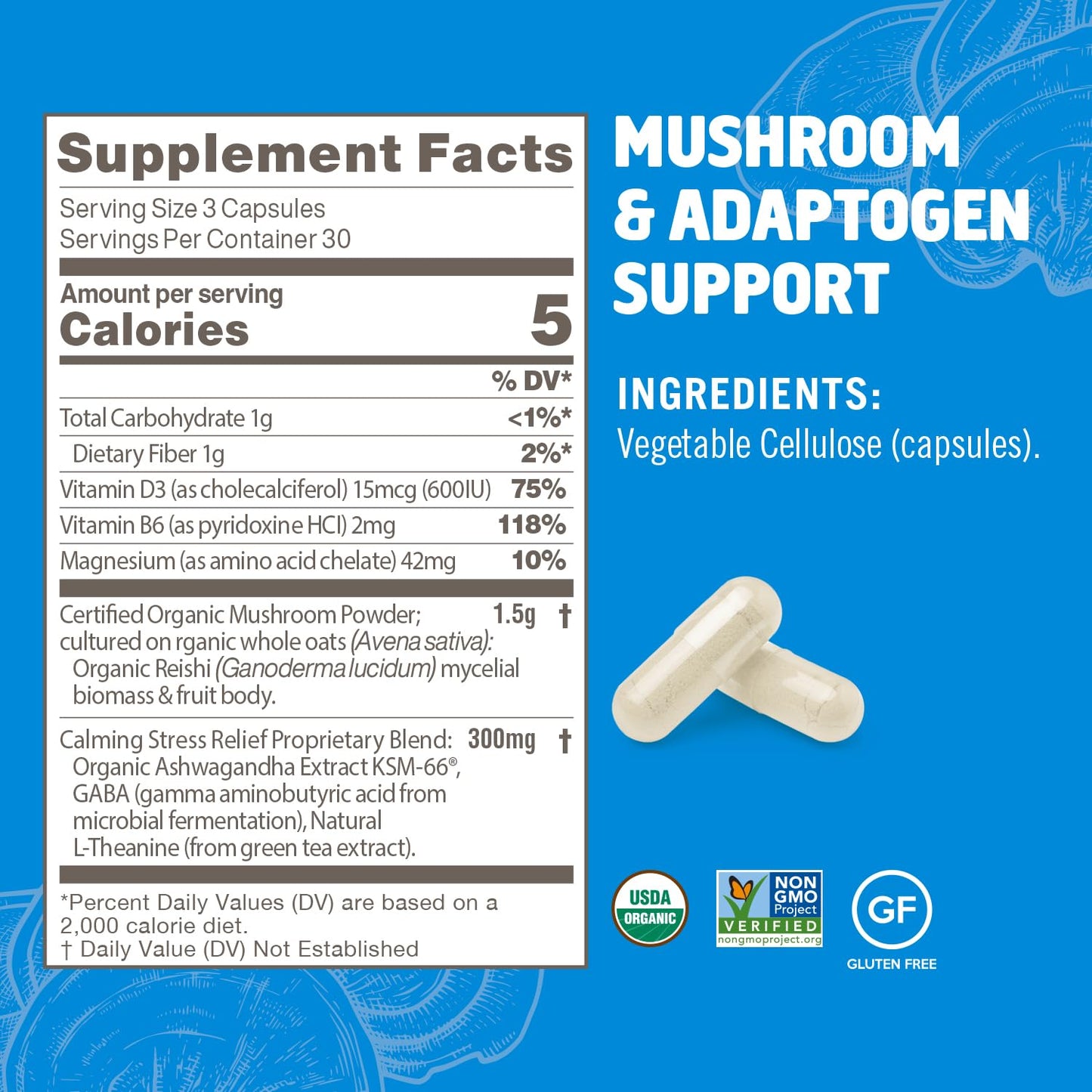 OM MUSHROOM SUPERFOOD Relax Capsule – 90 Count, 30 Days