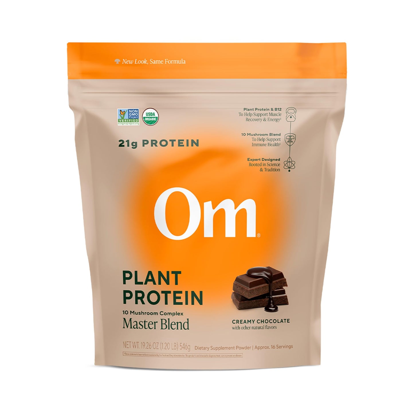 OM Mushroom Superfood Master Blend Vegan Protein – Organic Chocolate, 1.2 lb