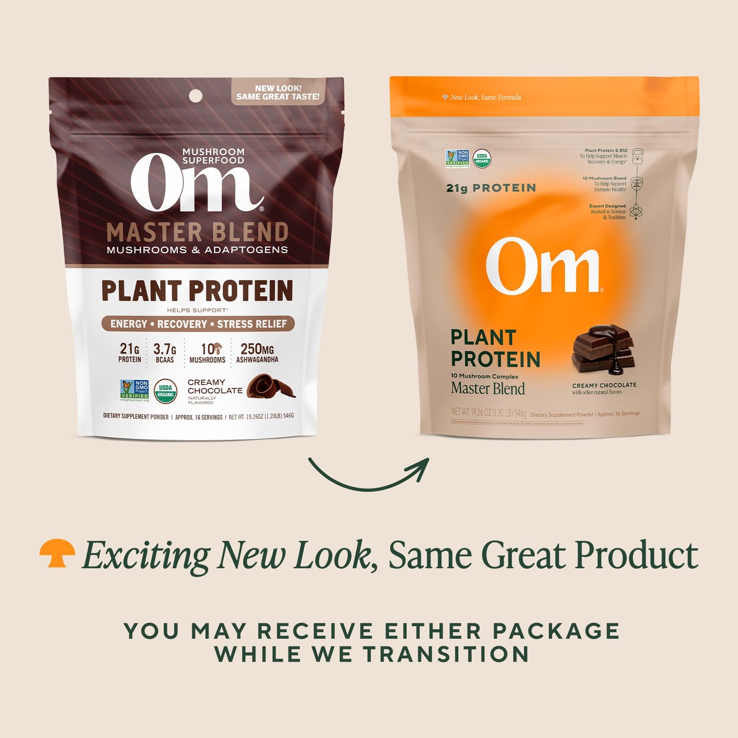 OM Mushroom Superfood Master Blend Vegan Protein – Organic Chocolate, 1.2 lb
