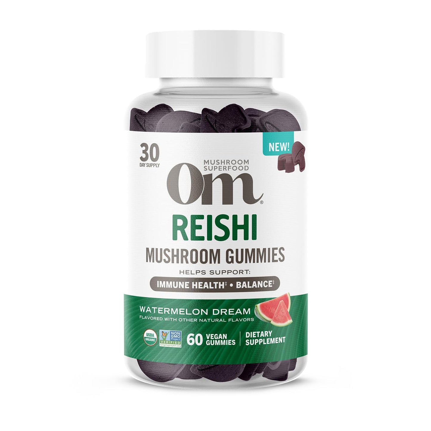OM MUSHROOM SUPERFOOD Reishi Gummies – USA Grown Organic, 60 Count
