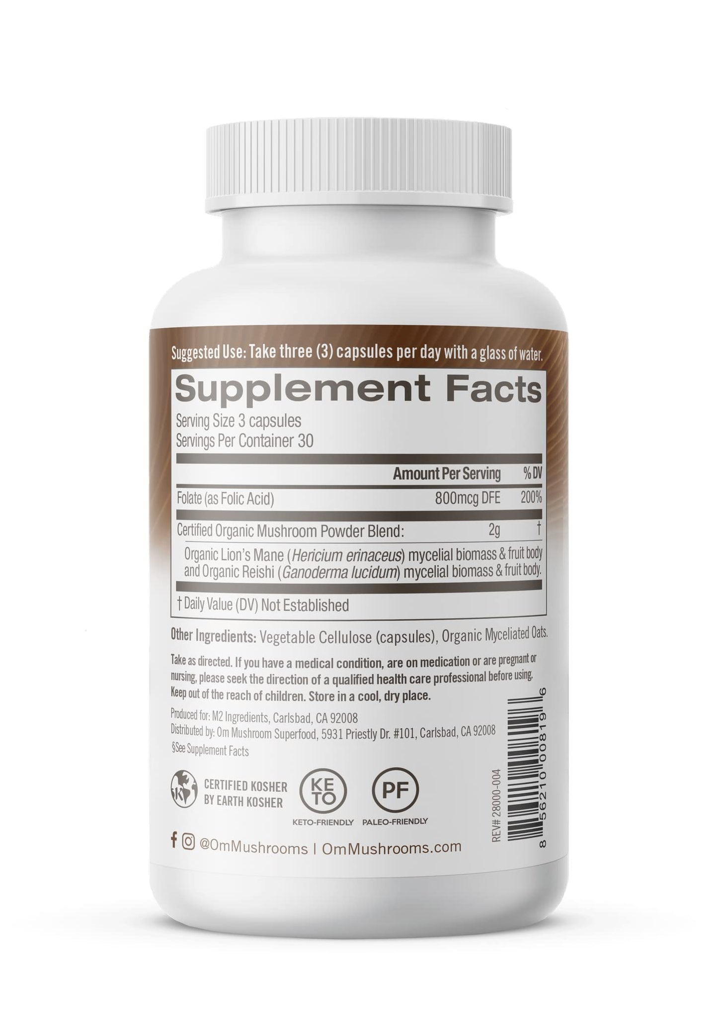OM Mushroom Superfood Brain Fuel Capsules – Lion's Mane & Reishi Blend, 90 Count | Mental Clarity & Nerve Support