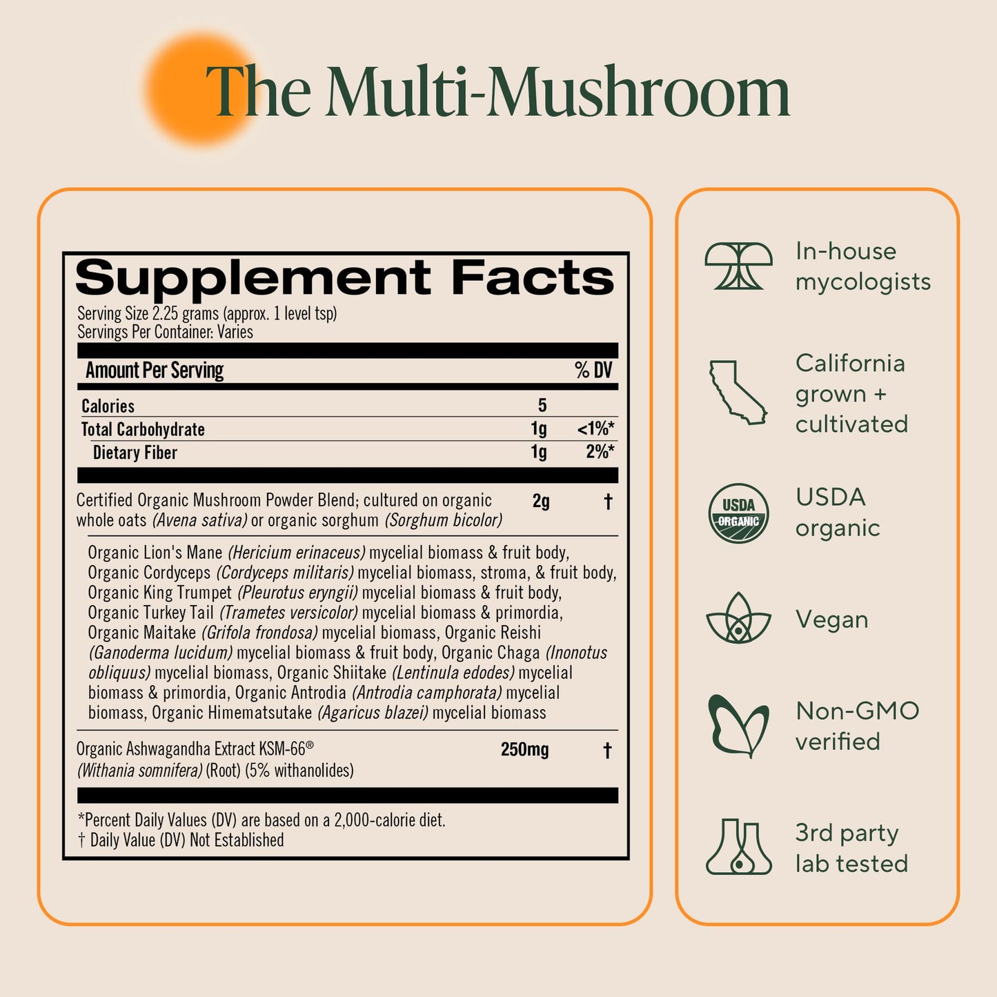 OM Mushrooms Master Blend Mushroom Powder – Organic 10 Mushrooms + Ashwagandha (6.34 oz, 80 Servings)