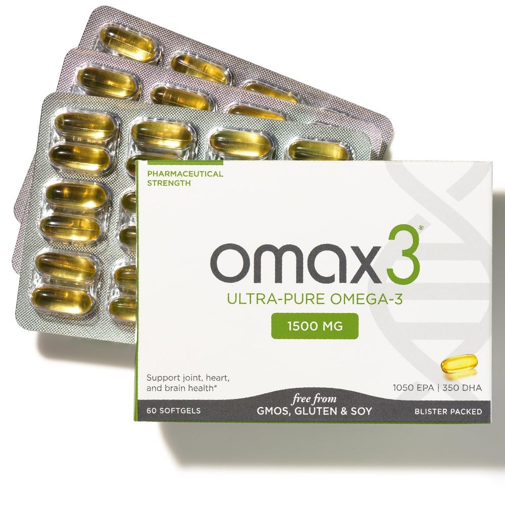 OMAX3 Ultra-Pure Omega-3 1500 mg EPA/DHA – Wild-Caught, Gluten-Free, Non-GMO, 30-Day Supply
