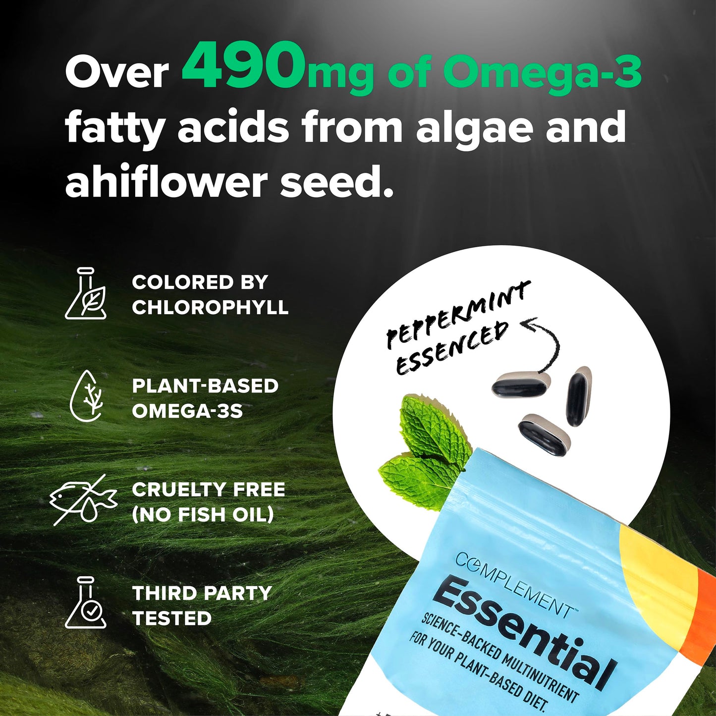 Complement Essential Vegan Multivitamin for Men & Women | Omega-3 DHA/EPA, D3 & K2