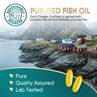 Omega-3 Fish Oil 2400 mg – Triple Strength EPA & DHA | 120 Softgels | Non-GMO, Gluten Free
