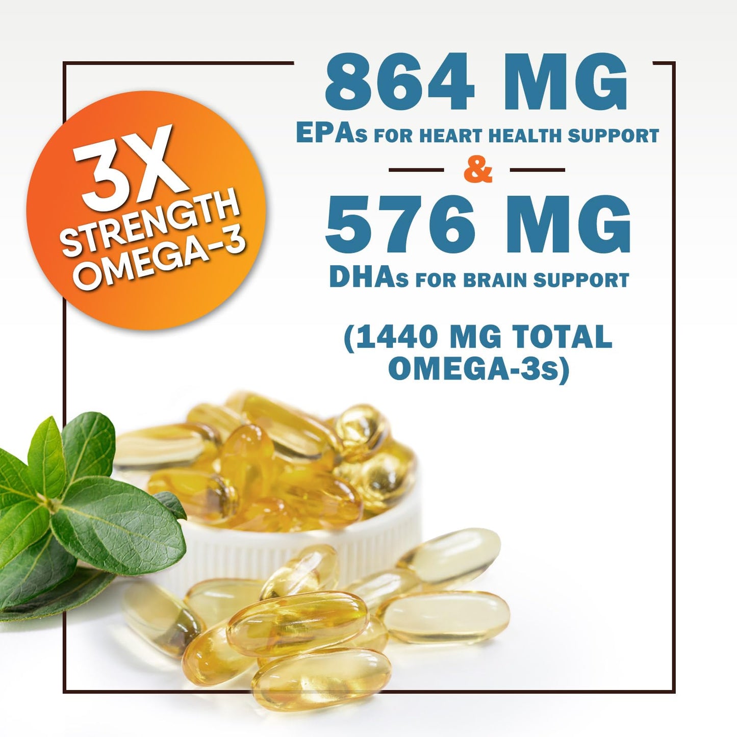 Omega 3 Fish Oil 2400 mg – Triple Strength EPA & DHA | Burpless Lemon, 180 Softgels