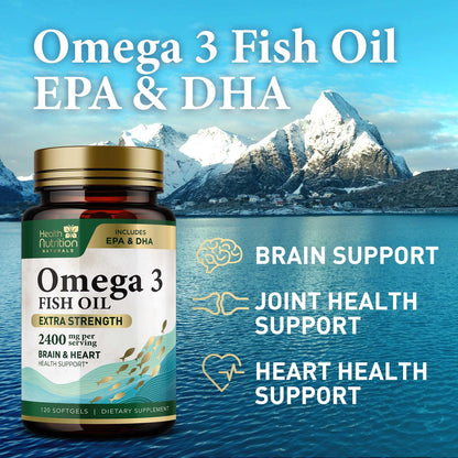 Omega 3 Fish Oil 2400 mg - Triple Strength EPA & DHA | Wild Caught Sardine