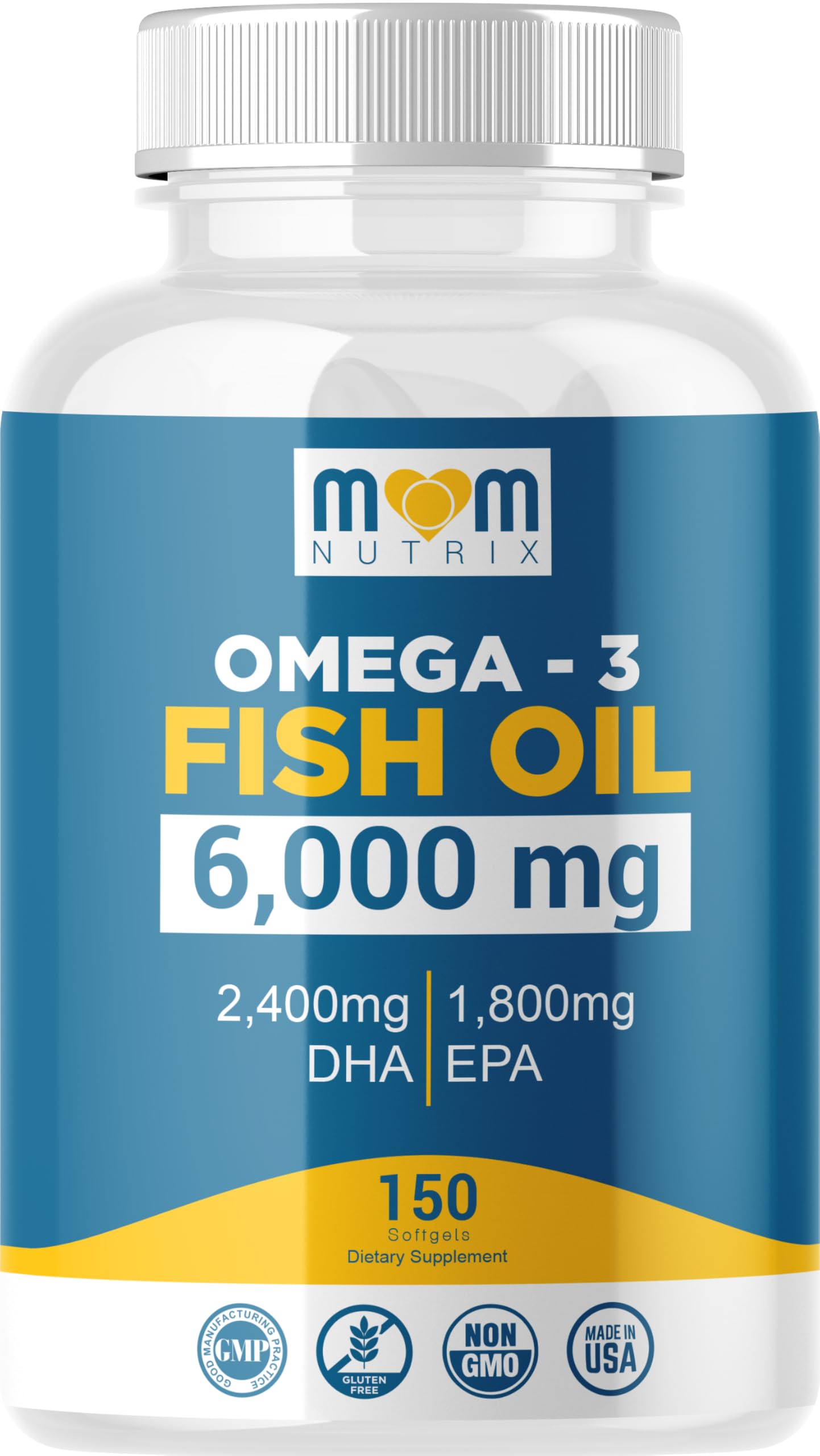 Omega-3 Fish Oil with Maximum EPA/DHA – Brain, Liver, Heart & Immunity | Made in USA | 150 Softgels