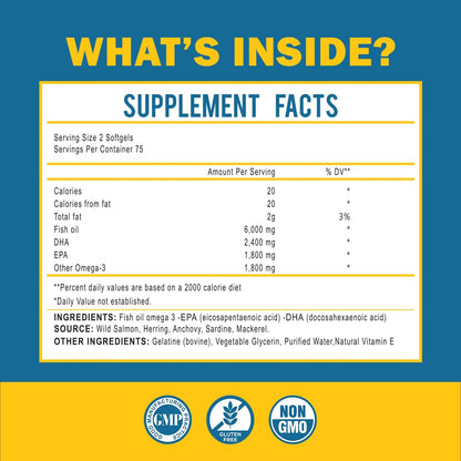 Omega-3 Fish Oil with Maximum EPA/DHA – Brain, Liver, Heart & Immunity | Made in USA | 150 Softgels