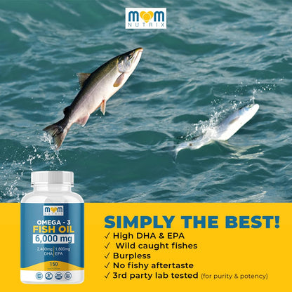 Omega-3 Fish Oil with Maximum EPA/DHA – Brain, Liver, Heart & Immunity | Made in USA | 150 Softgels