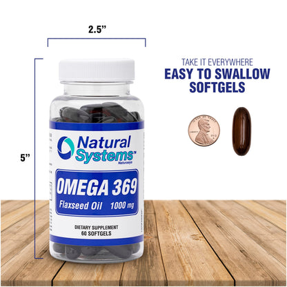 Omega 369 1000 mg Softgels – Natural Systems | Triple Omega 3-6-9 Flax Seed Oil