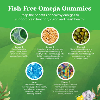 Omega DHA Gummies for Kids — Vegan Omega 3-6-9 with DHA, Brain & Vision