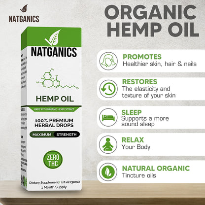 Organic Hemp Oil 1000mg - Ultra Premium CO2-Extracted Hemp Oil Drops | Made in USA