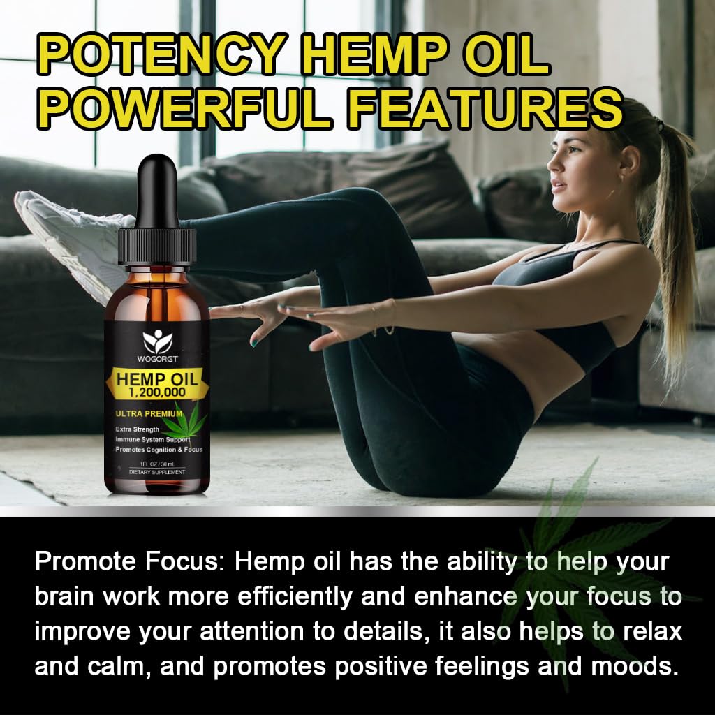 4 Pack Organic Hemp Oil 30mL - 100% Natural, Omega 3-6-9, Vegan