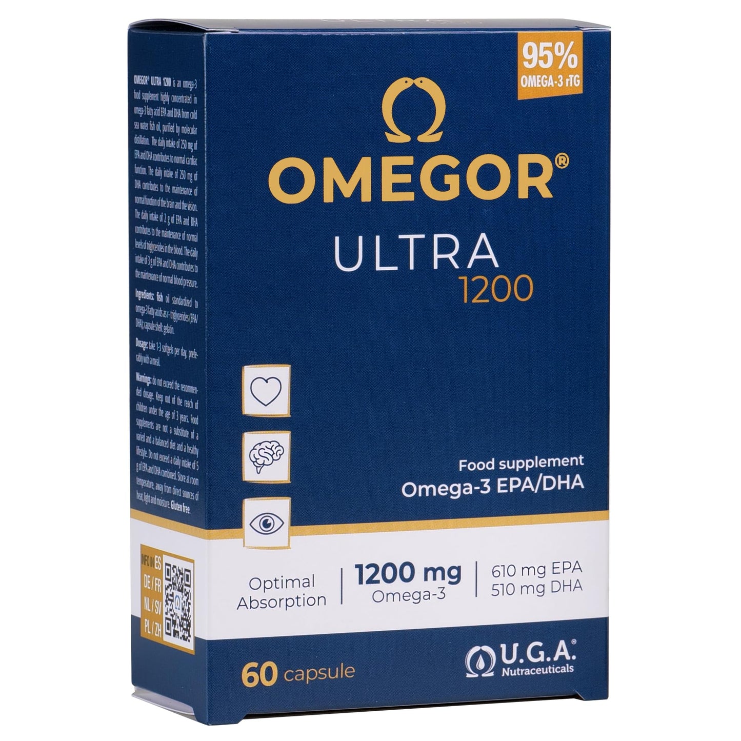 OMEGOR Omega-3 Ultra 1200mg - IFOS 5-Star Certified | 60 Softgels